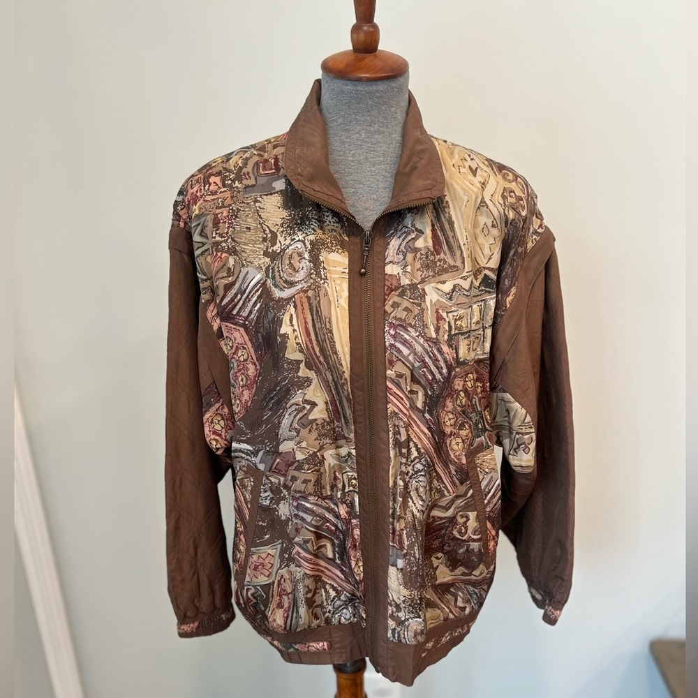 Vintage Mureli Silk Bomber Jacket Womens Small Full Zip Quilted 80s